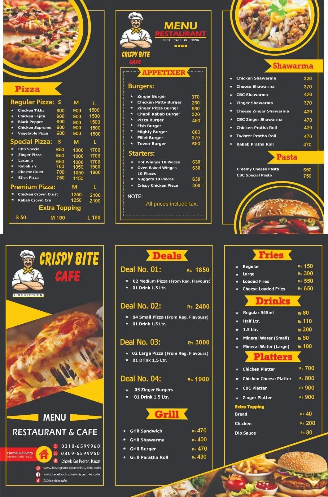 Crispy Bite Cafe printed menu